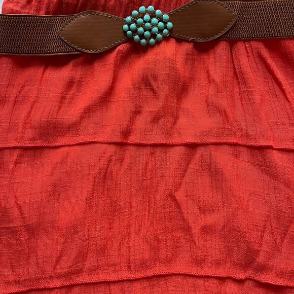 A. Byer skirt midi orange-red Small tiered longer in back elastic waist - Picture 3 of 8